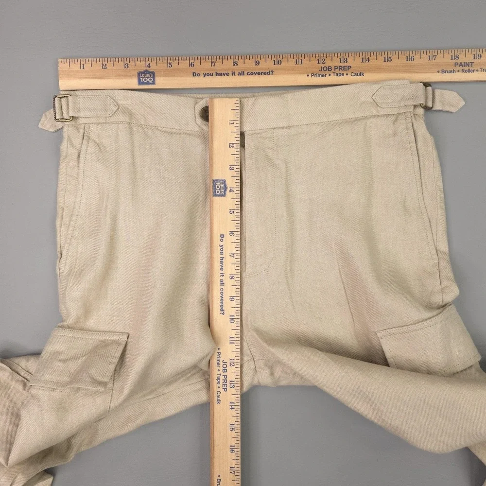 Banana Republic Cargo Pants Mens 31x30 Beige Linen Tailored Slim Fit Summer